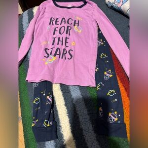 Wonder Nation Purple and Navy Space Pajama Set